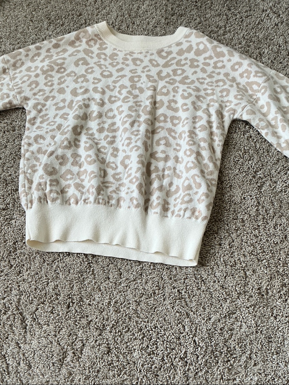 Cream Leopard Print Crewneck long sleeve Sweater